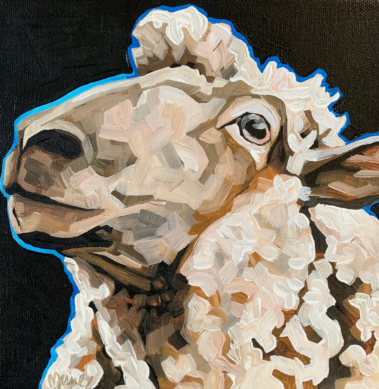 8”x8” - "Holly" - Sheep Painting-Acrylic Painting