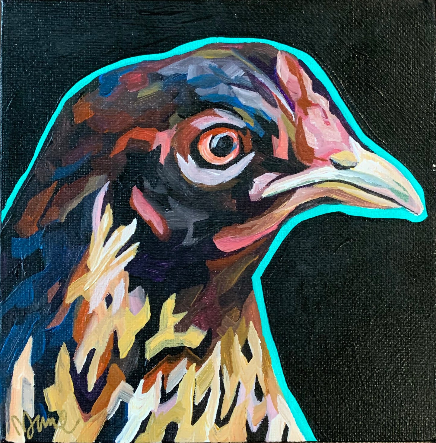 6”x6” -"Dixie" - Chicken Painting-Acrylic Painting