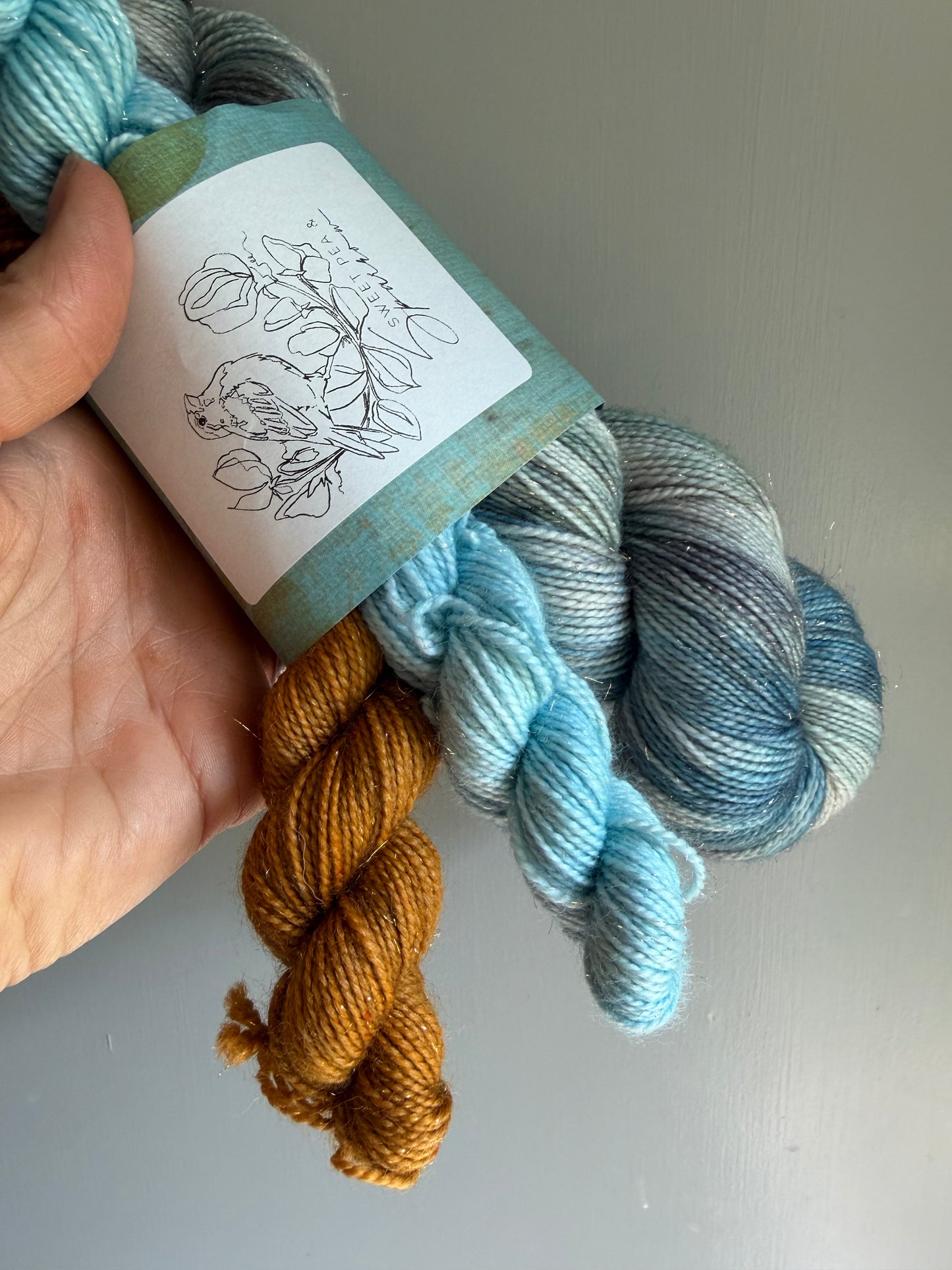Emerald Moth & Toffee/Cornflower - Sock Set- Dyed to Order - Sweet Pea & Sparrow Hand Dyed Yarns