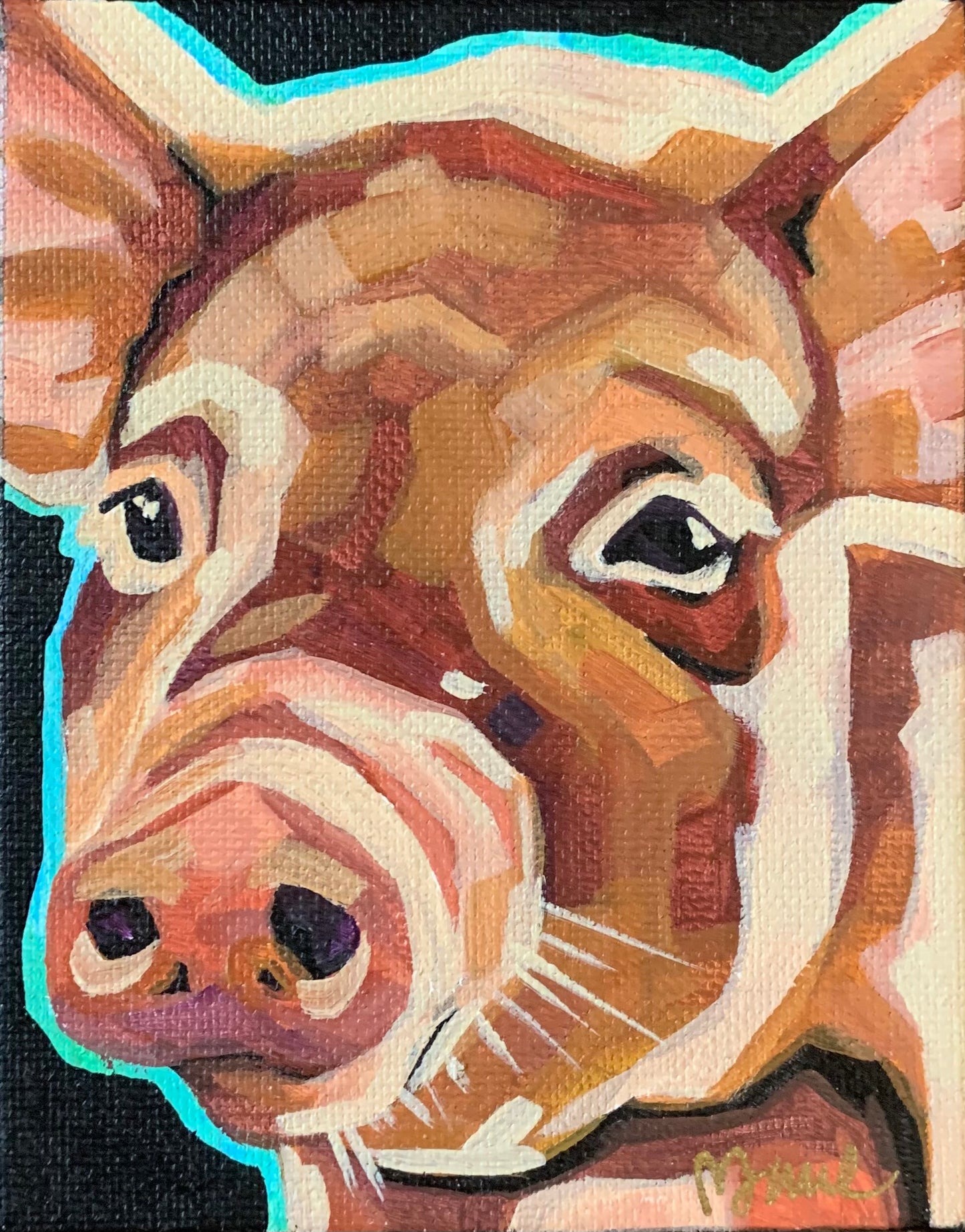 4”x5” - "Hamlett" - Pig Painting-Acrylic Painting