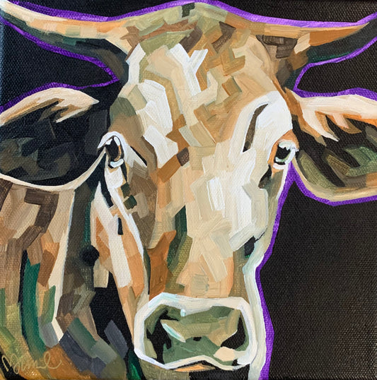 8”x8” - "Paint Chips" - Cow  Painting-Acrylic Painting