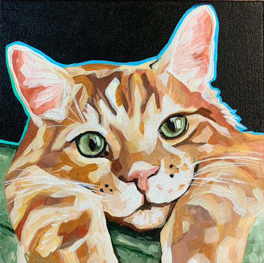 8”x8” - "Tony" - Cat Painting-Acrylic Painting