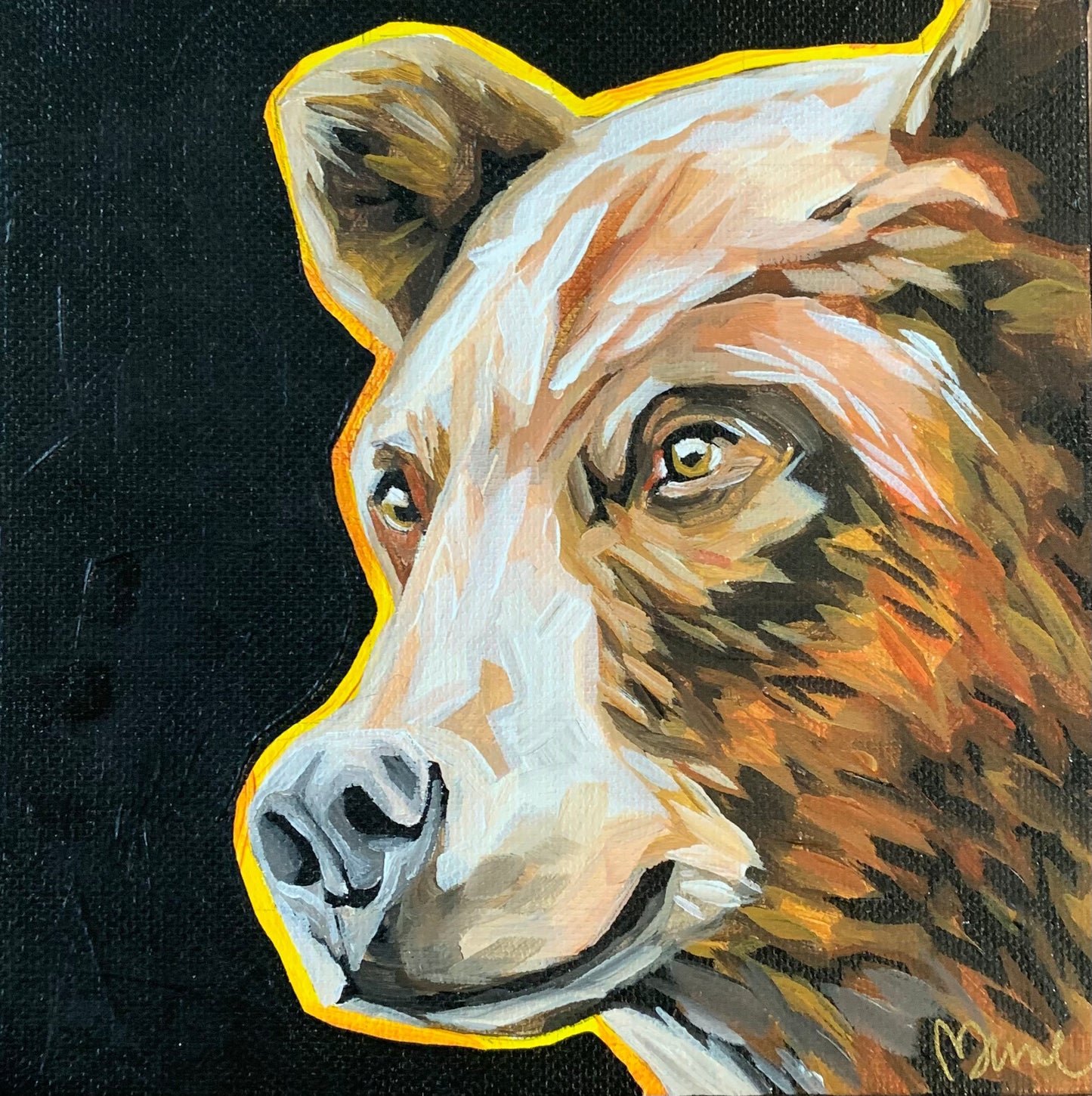 6”x6” - "Franny" - Bear Painting-Acrylic Painting