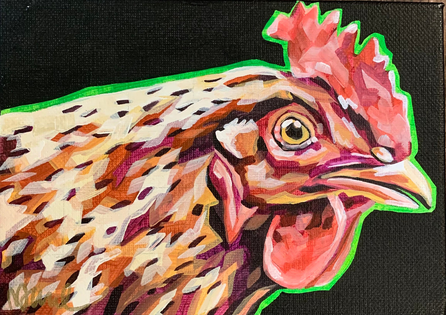 5”x7” - "Rambo" - Chicken Painting-Acrylic Painting