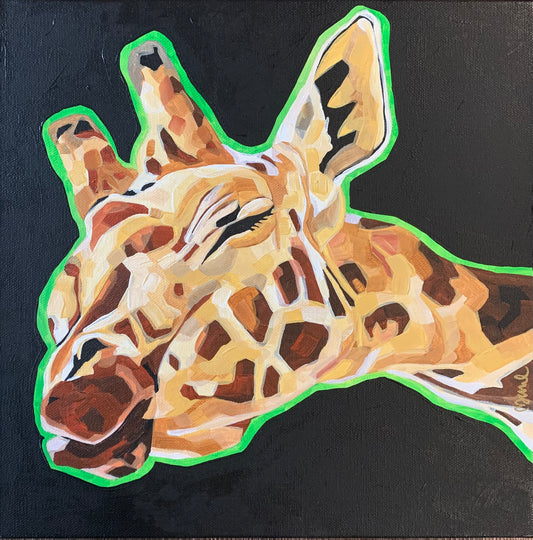 12”x12” "Kissy" - Giraffe Painting-Acrylic Painting