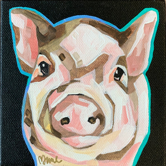 5”x5” - "Rosalyn" - Pig Painting-Acrylic Painting