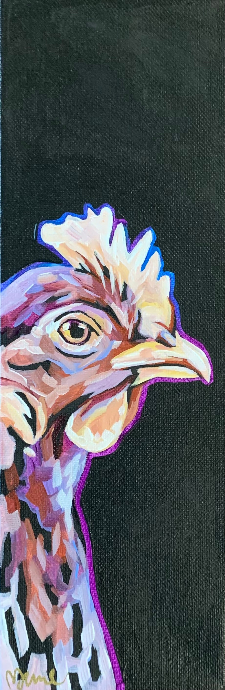 4”x12” - "Twitch" - Chicken  Painting-Acrylic Painting