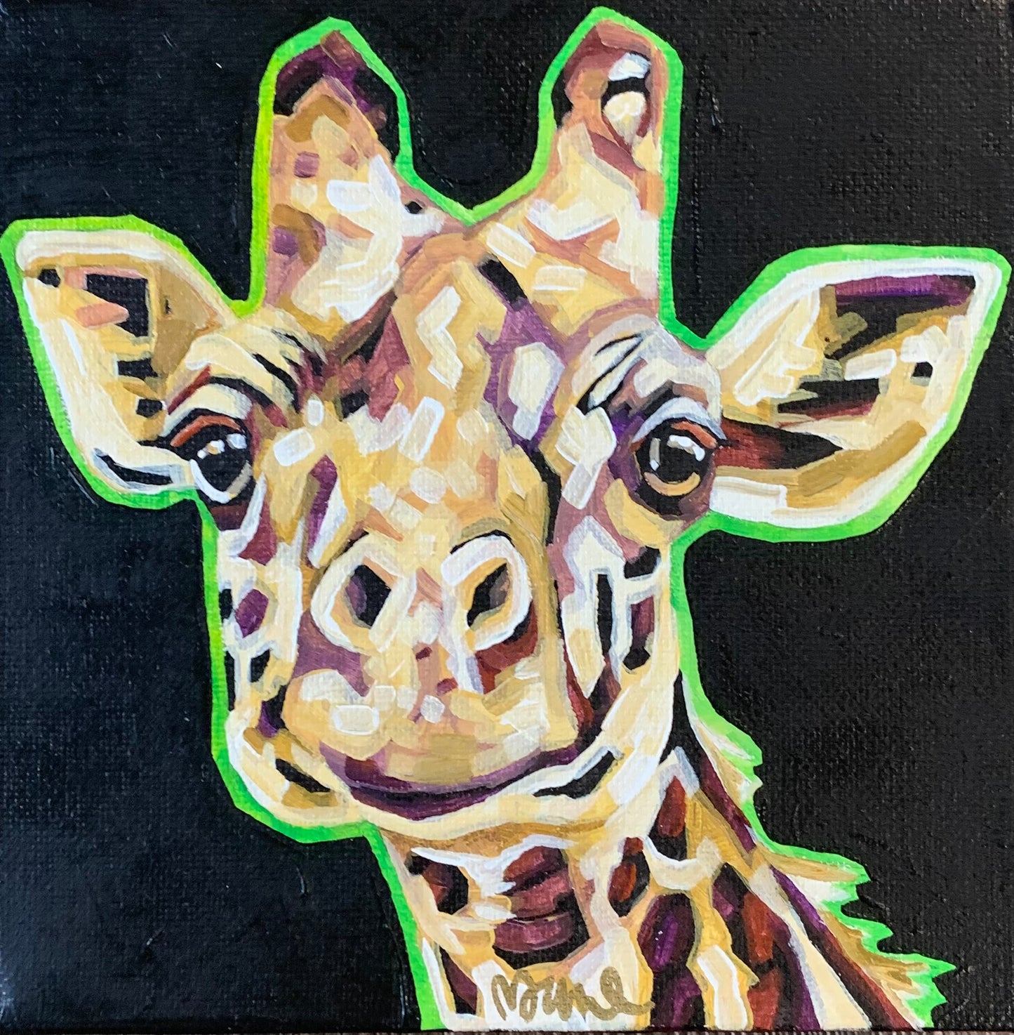 6”x6” - "Enid" - Giraffe Painting-Acrylic Painting