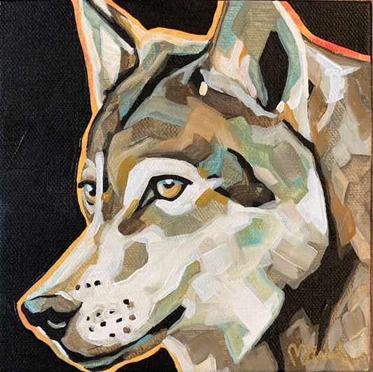 6”x6” - "Aura" - Wolf Painting-Acrylic Painting