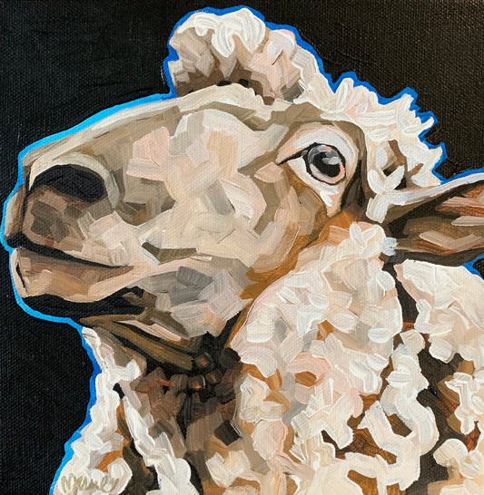 8”x8” - "Holly" - Sheep  Painting-Acrylic Painting