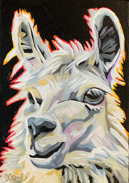 5”x7” - "Brooklyn" - Llama Painting-Acrylic Painting