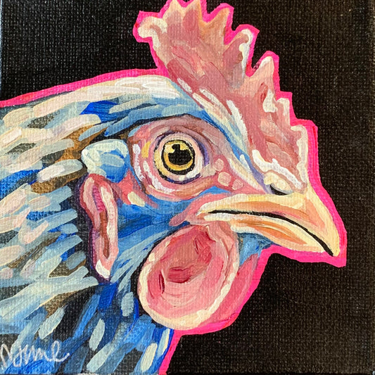 4”x4” - "Mocha" - Chicken Painting-Acrylic Painting