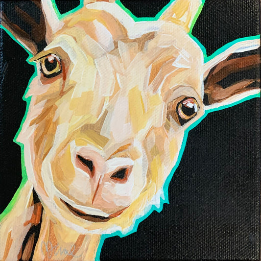 5”x5” - "Simon" - Goat Painting-Acrylic Painting