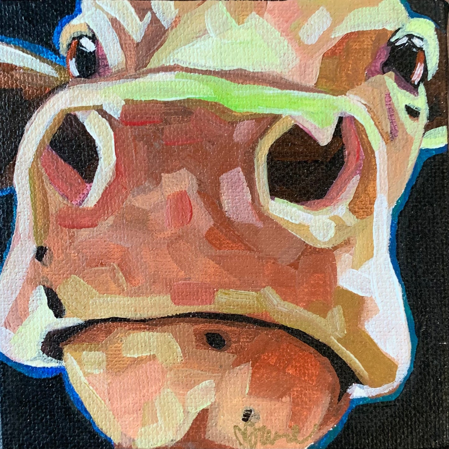 4”x4” - "Louise" -  Cow Painting-Acrylic Painting