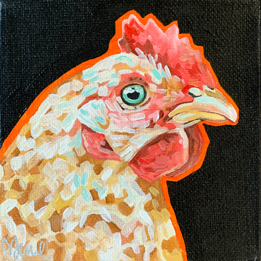 4”x4” - "Rambo" - Chicken Painting-Acrylic Painting