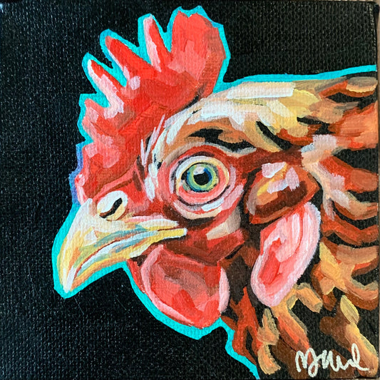 4”x4” - "Chester" - Chicken Painting-Acrylic Painting