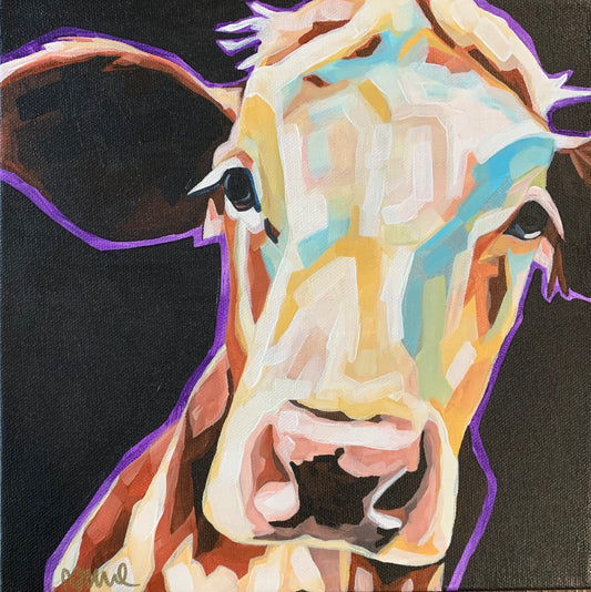 10”x10” - "Dallas" - Cow Painting-Acrylic Painting