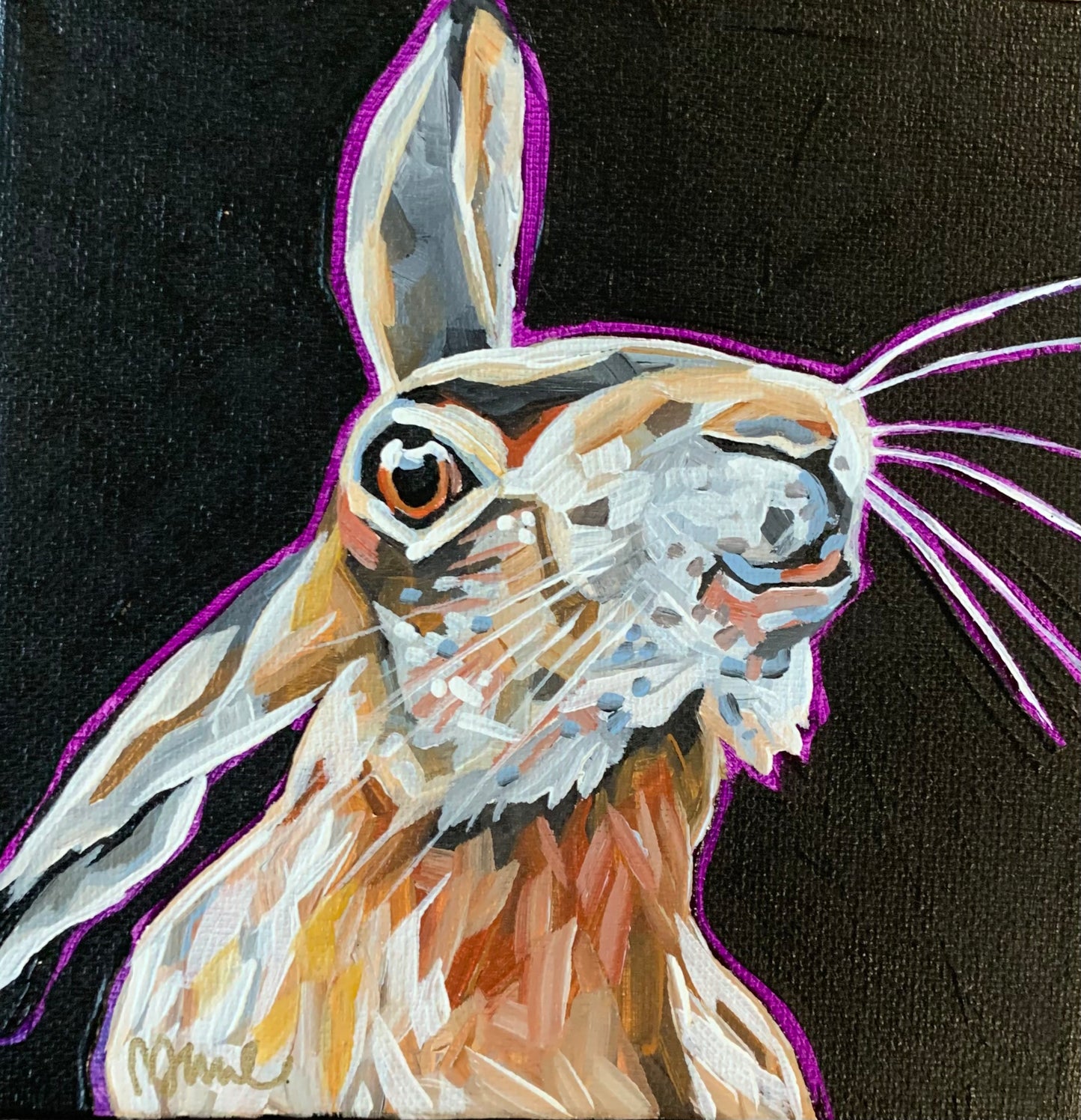 6”x6” - "Enid" - Rabbit Painting-Acrylic Painting