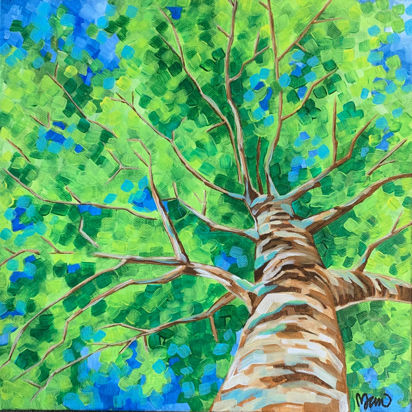 12”x12” - "Spring Birch" - Birch Tree Painting-Acrylic Painting