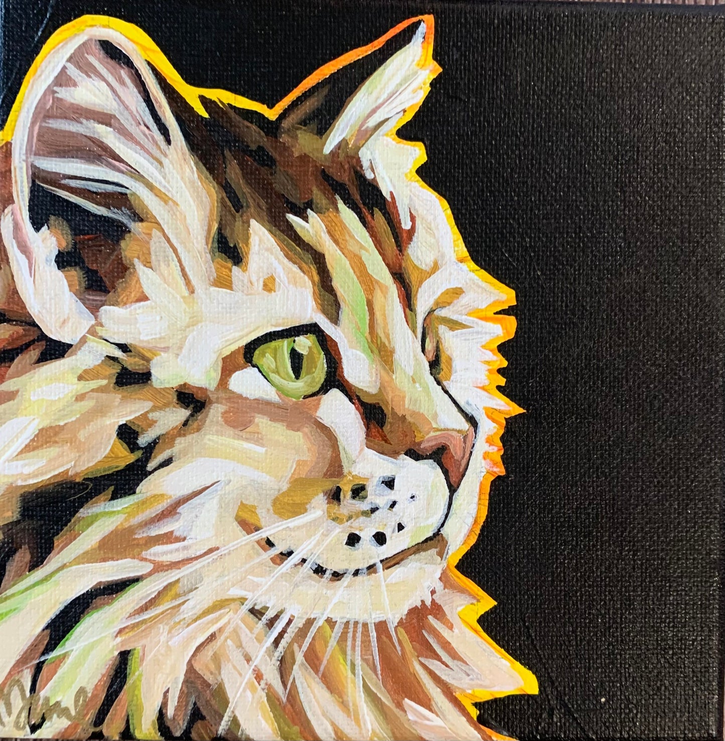 6”x6” - "Tuna" - Cat Painting-Acrylic Painting