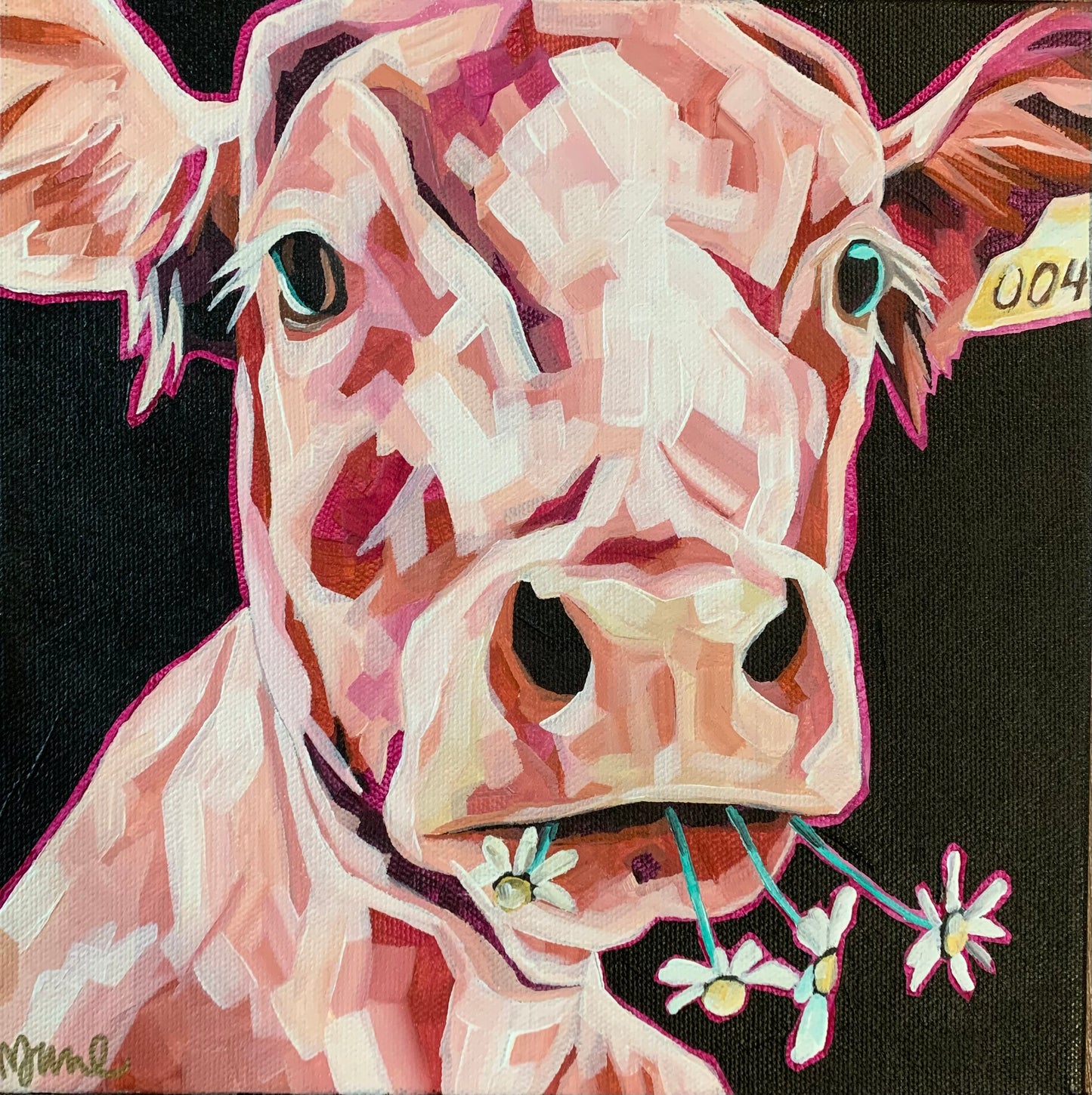 10”x10” - "Rosie" - Cow Painting-Acrylic Painting