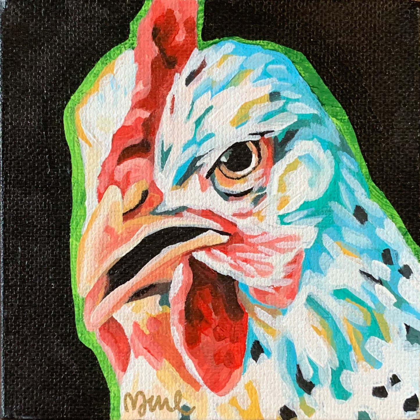 4”x4” - "Tata" - Chicken Painting-Acrylic Painting