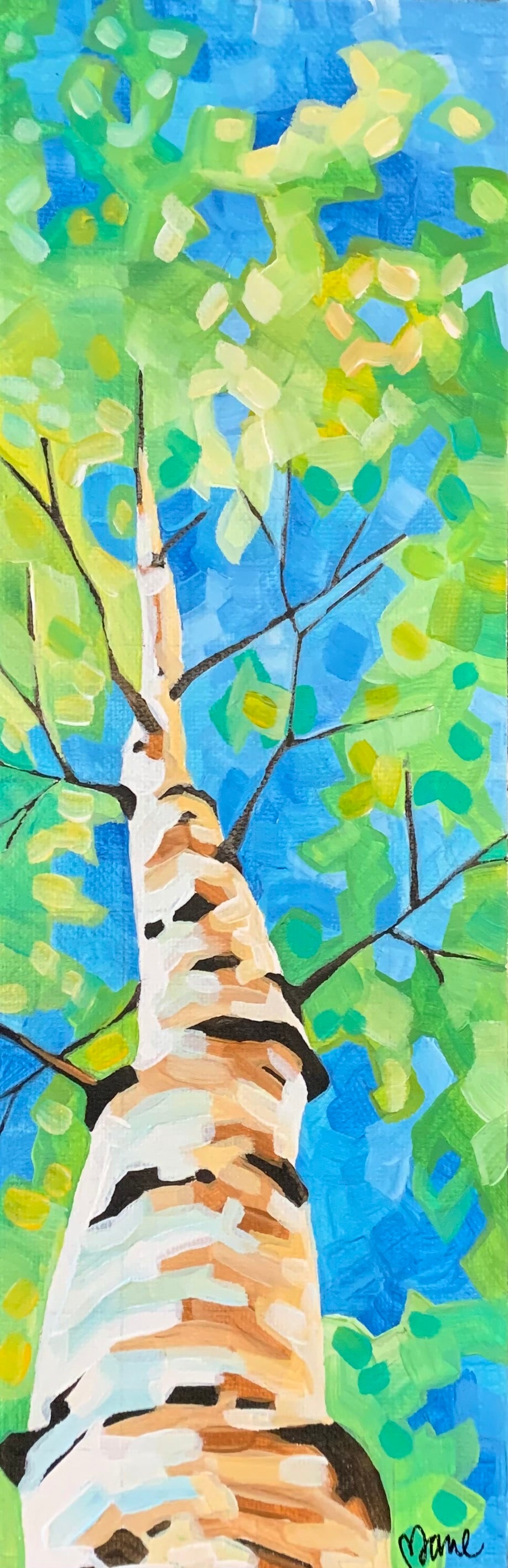 4”x12” - Birch Tree Painting-Acrylic Painting