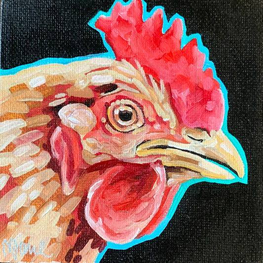 4”x4” - "Larry" - Chicken Painting-Acrylic Painting