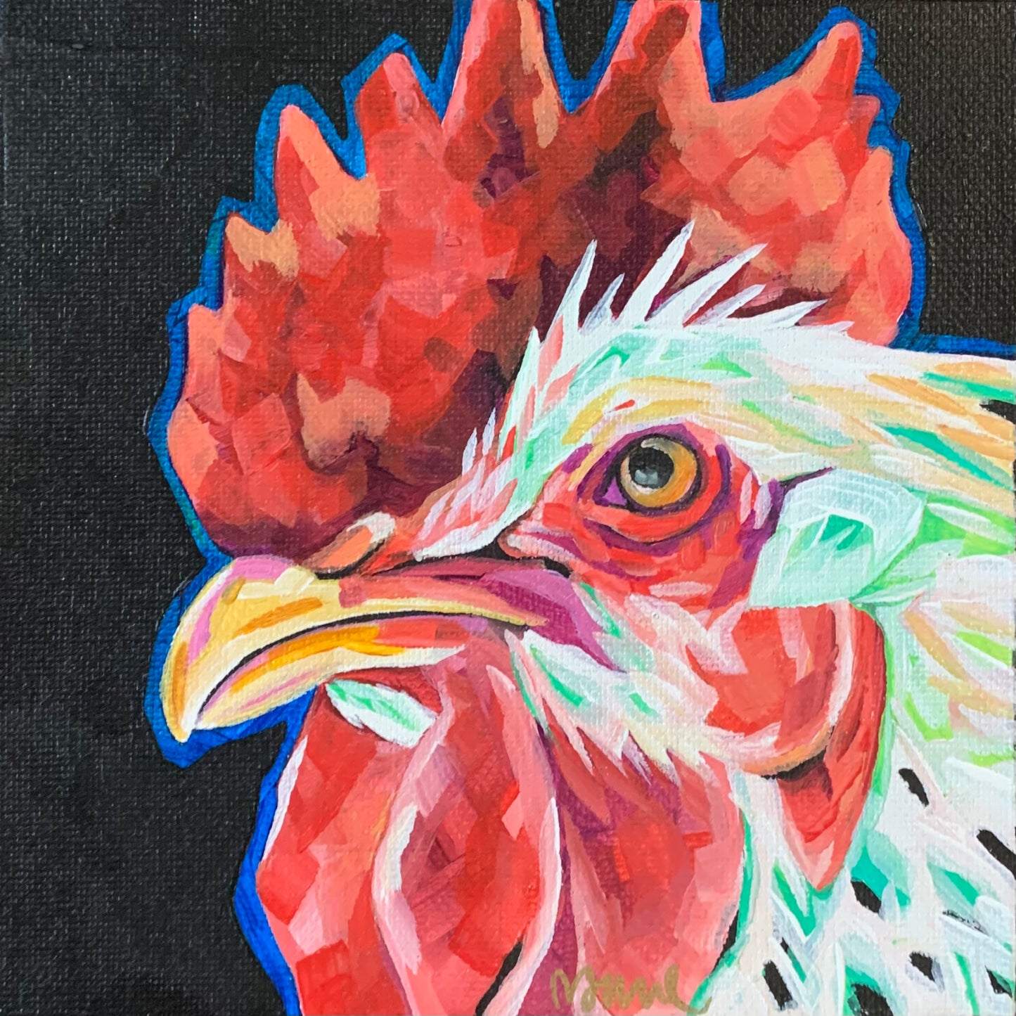 6”x6” - "Tequilla" - Chicken Painting-Acrylic Painting