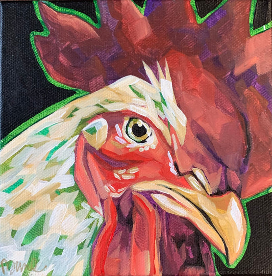 6”x6” - "Albert" - Chicken Painting-Acrylic Painting