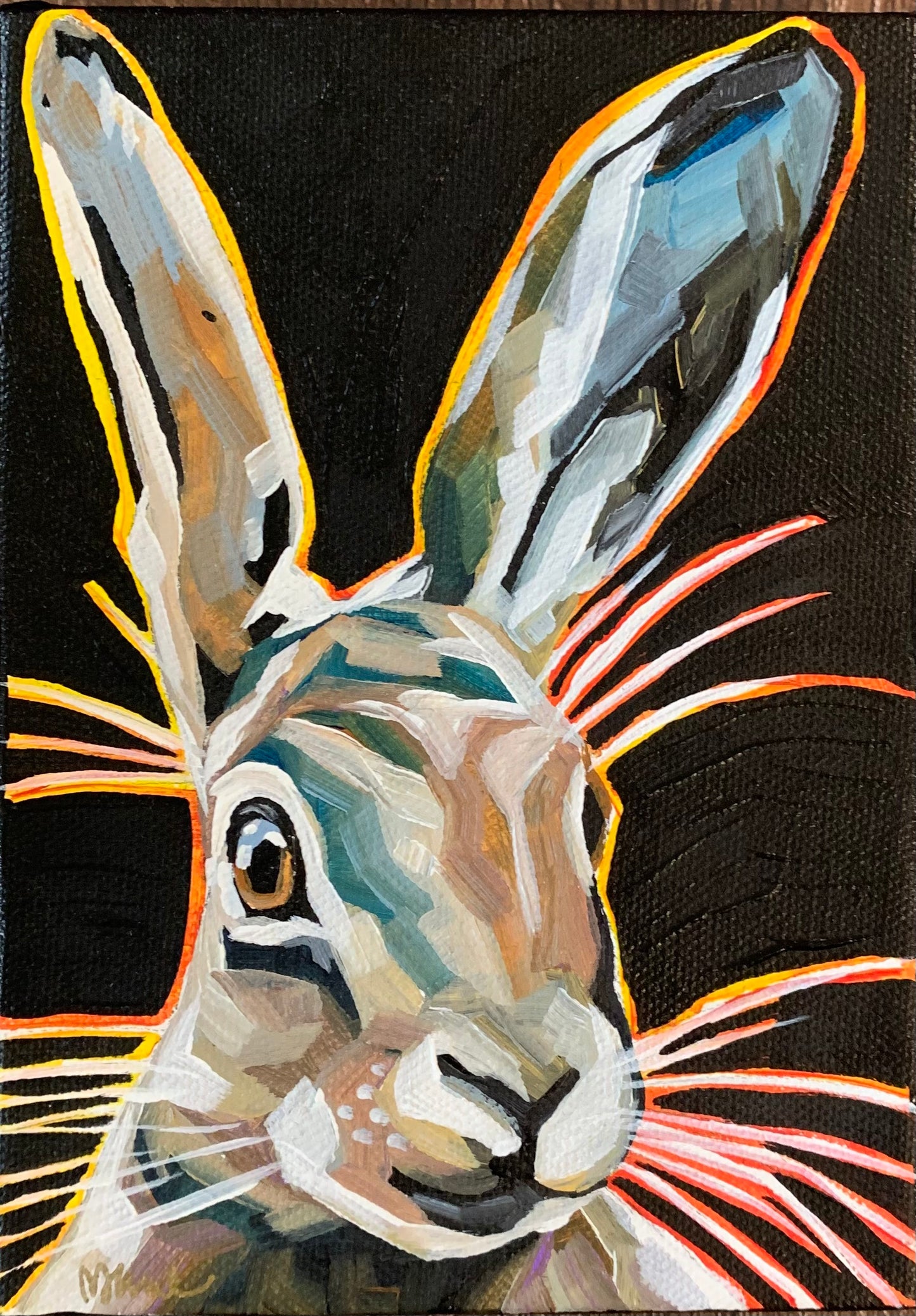 5”x7” - "Bolt" - Rabbit Painting-Acrylic Painting