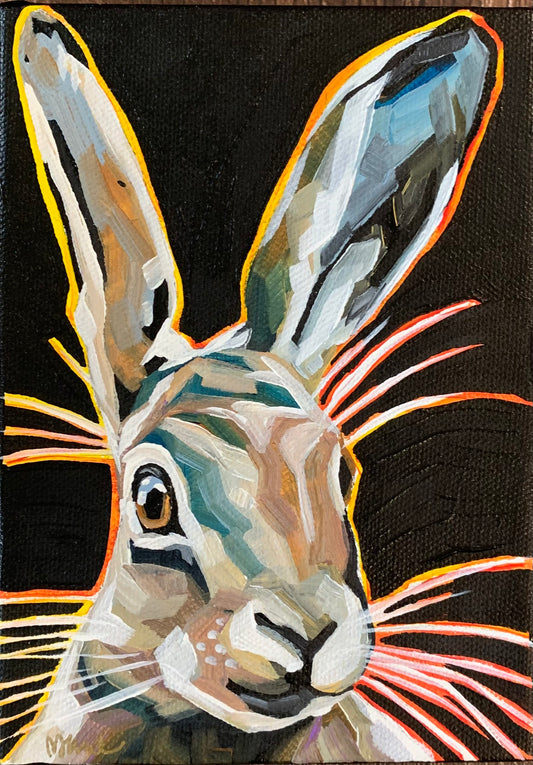 5”x7” - "Bolt" - Rabbit Painting-Acrylic Painting