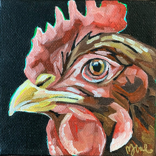 4”x4” - "Henrietta" - Chicken Painting-Acrylic Painting