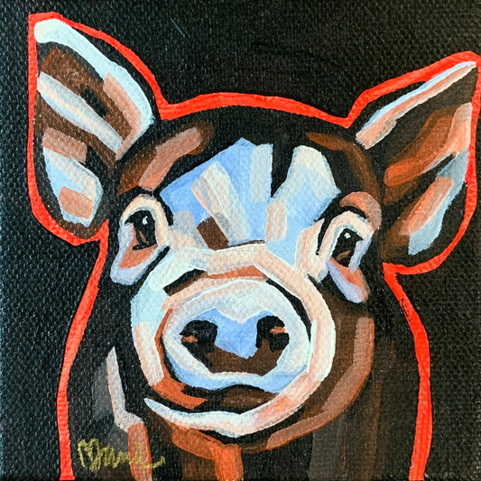 4”x4” - "Link" - Pig Painting-Acrylic Painting