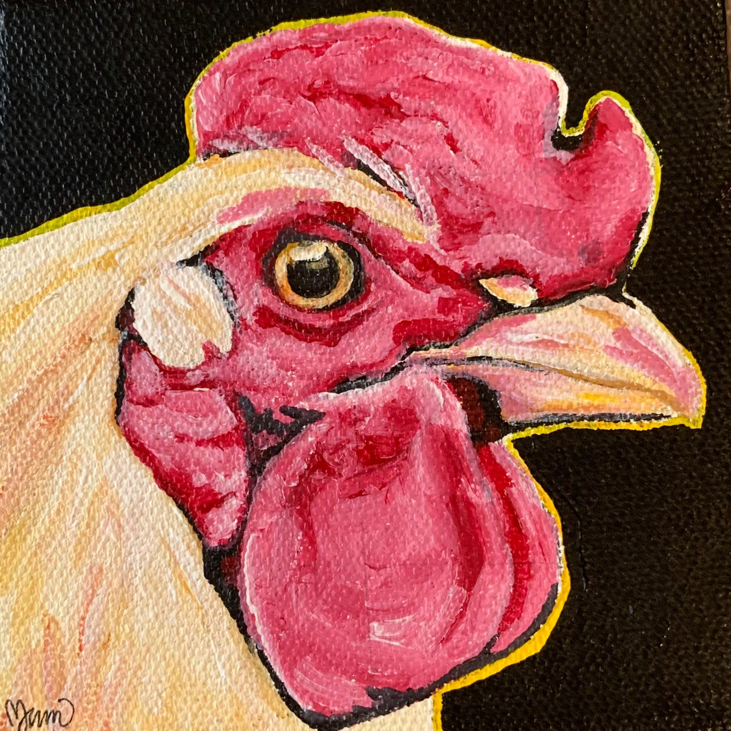 4”x4” - "Penny" - Chicken Painting-Acrylic Painting