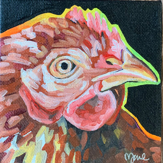 4”x4” - "Franklin" - Chicken Painting-Acrylic Painting