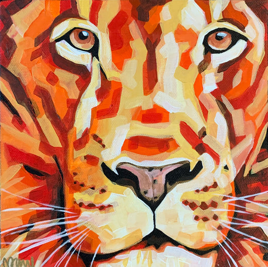 8”x8” - "Maximus" - Lion  Painting-Acrylic Painting