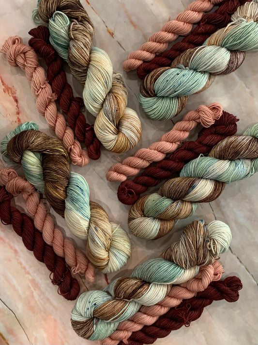 Monarch Butterfly & Zinnia/Fig - Sock Set-  Dyed to Order - Sweet Pea & Sparrow Hand Dyed Yarns