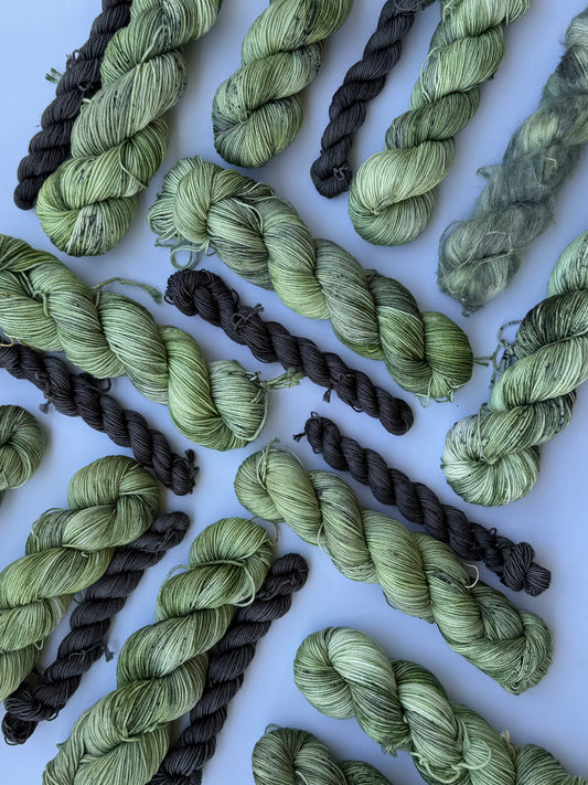 Green Malachite Butterfly & Slate - Sock Set-  Dyed to Order - Sweet Pea & Sparrow Hand Dyed Yarns
