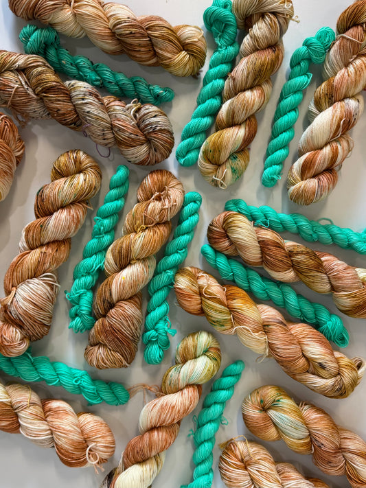 Dozer & Deep Aqua - Sock Set-  Dyed to Order - Sweet Pea & Sparrow Hand Dyed Yarns