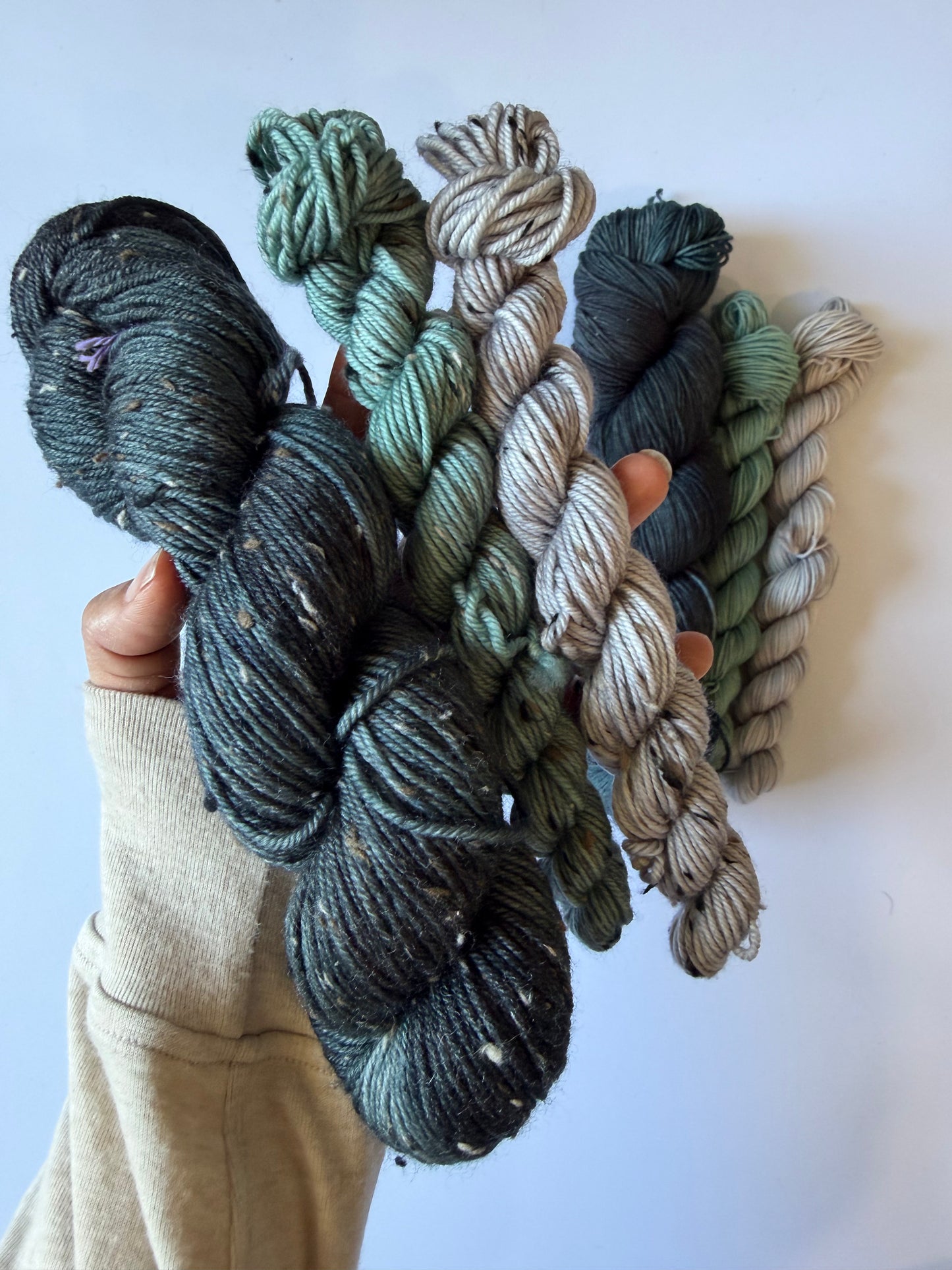 Spooky & White Rabbit/Sage - Sock Set-  Dyed to Order - Sweet Pea & Sparrow Hand Dyed Yarns