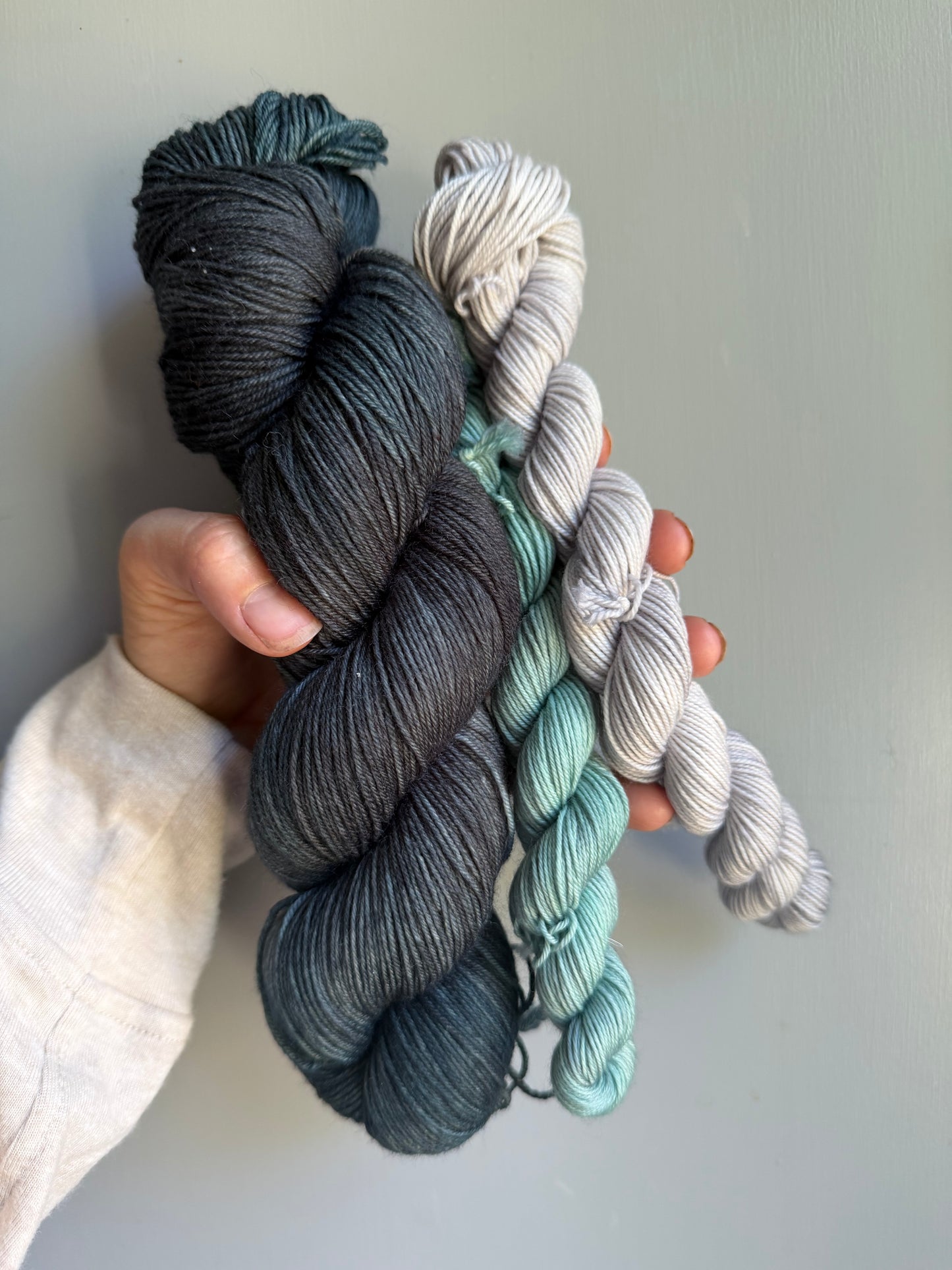 Spooky & White Rabbit/Sage - Sock Set-  Dyed to Order - Sweet Pea & Sparrow Hand Dyed Yarns