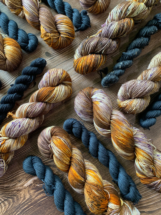 Blood Orange and Smoke - Sock Set-  Dyed to Order - Sweet Pea & Sparrow Hand Dyed Yarns