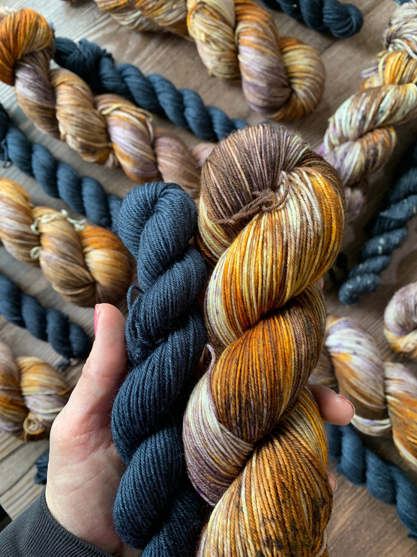 Blood Orange and Smoke - Sock Set-  Dyed to Order - Sweet Pea & Sparrow Hand Dyed Yarns