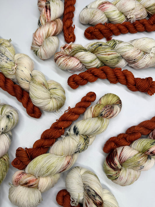 Paper Kite Butterfly & Red Flannel- Sock Set-  Dyed to Order - Sweet Pea & Sparrow Hand Dyed Yarns