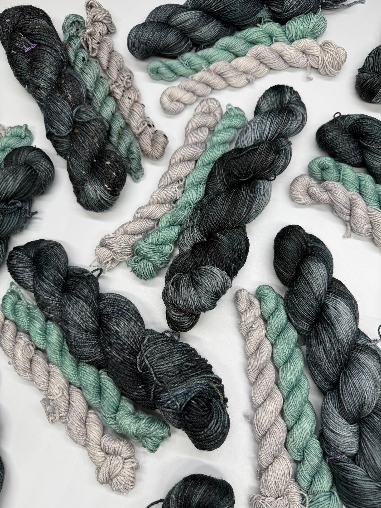 Spooky & White Rabbit/Sage - Sock Set-  Dyed to Order - Sweet Pea & Sparrow Hand Dyed Yarns