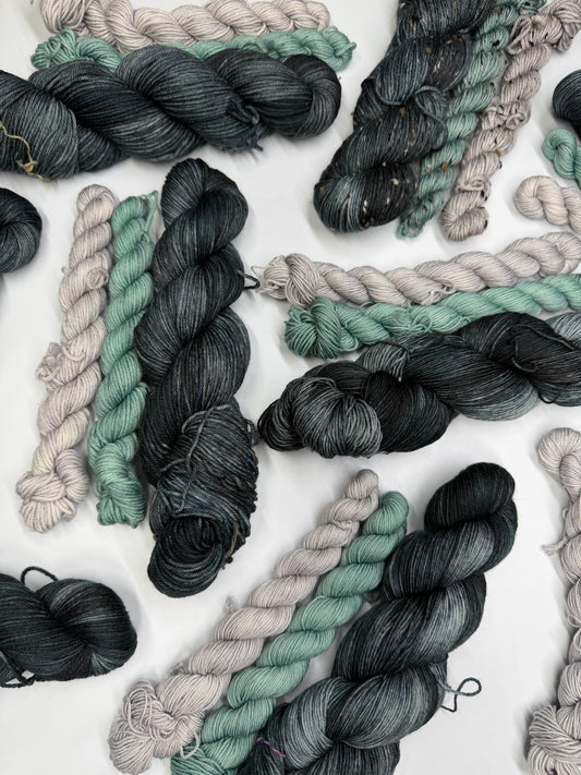 Spooky & White Rabbit/Sage - Sock Set-  Dyed to Order - Sweet Pea & Sparrow Hand Dyed Yarns