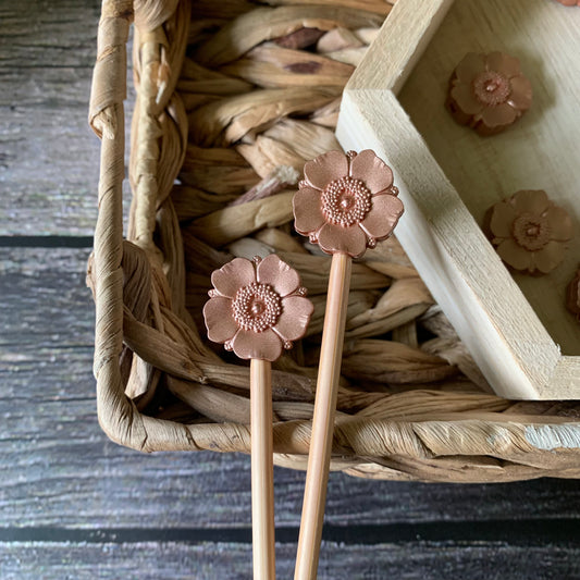 Rose Gold Poppy Stitch Stoppers- Set of 2 Stitch Stoppers