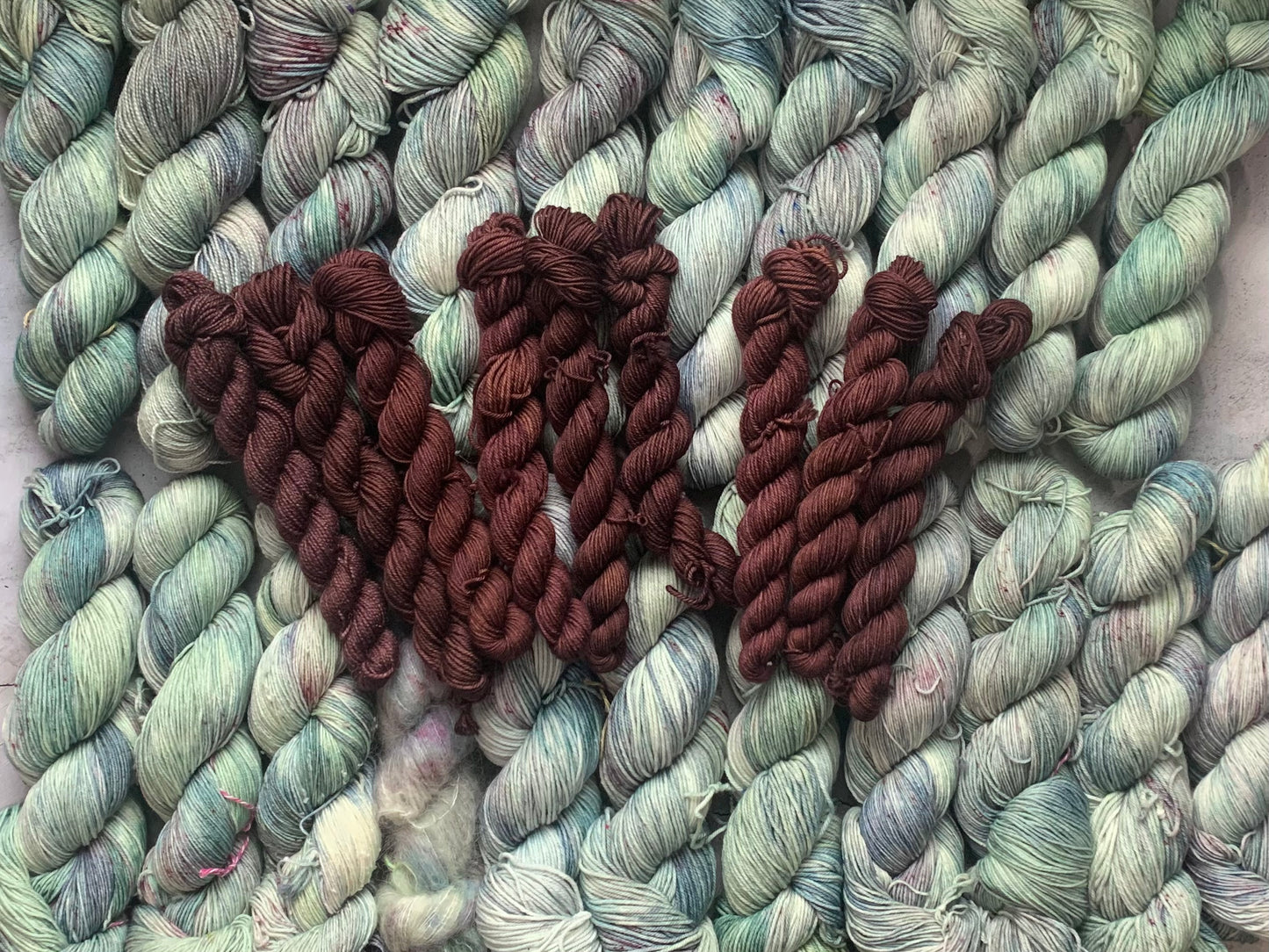 Luna Moth & Chocolate - Sock Set-  Dyed to Order - Sweet Pea & Sparrow Hand Dyed Yarns