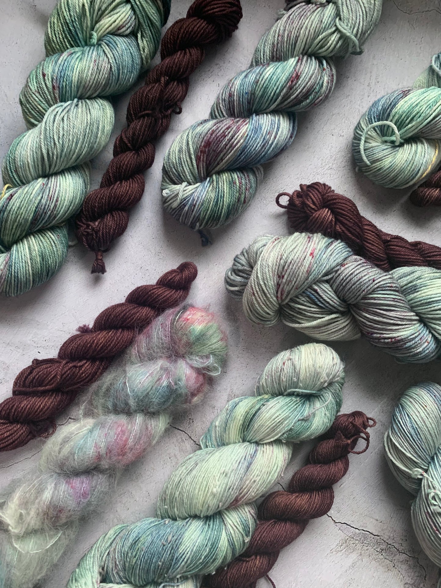 Luna Moth & Chocolate - Sock Set-  Dyed to Order - Sweet Pea & Sparrow Hand Dyed Yarns